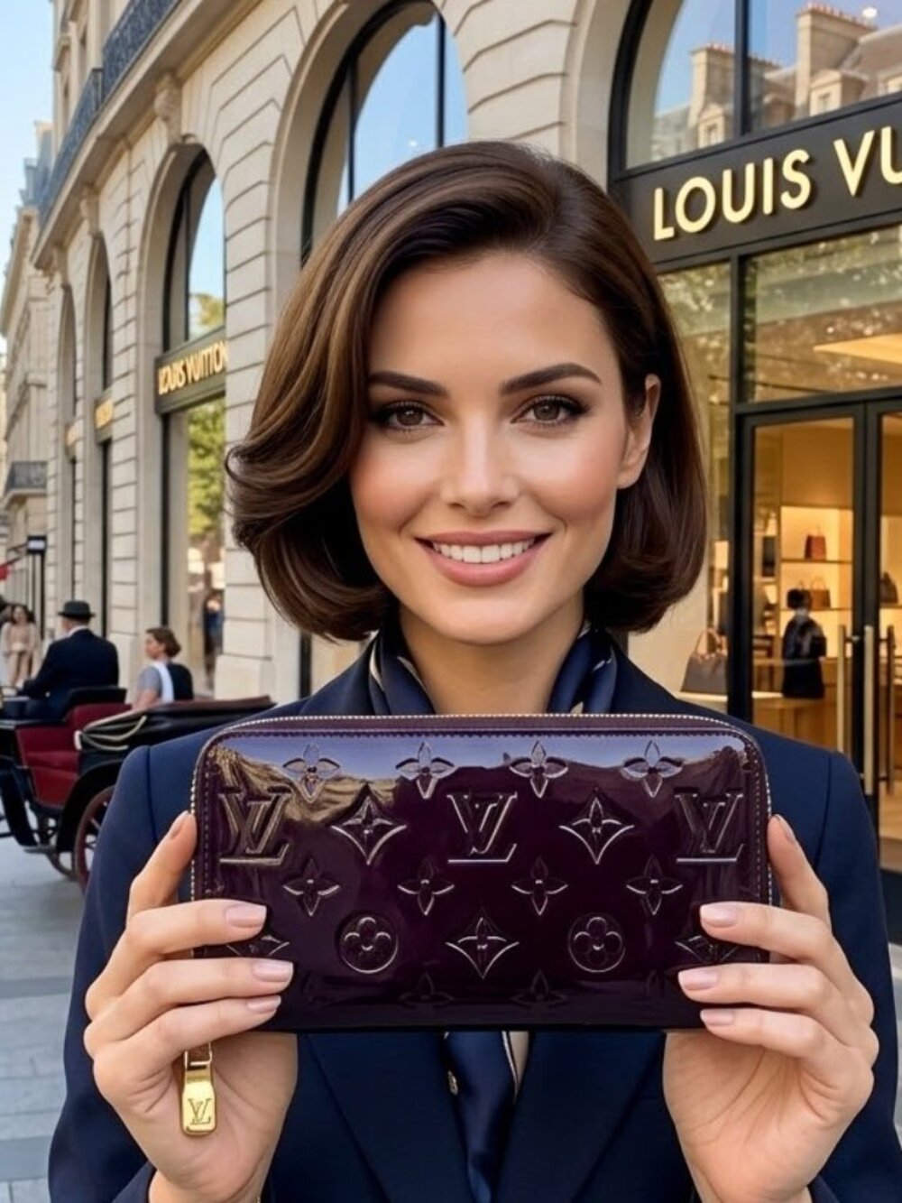 LOUIS VUITTON Zippy Long Wallet Mono Vernis Leather Amarante with Dustbag